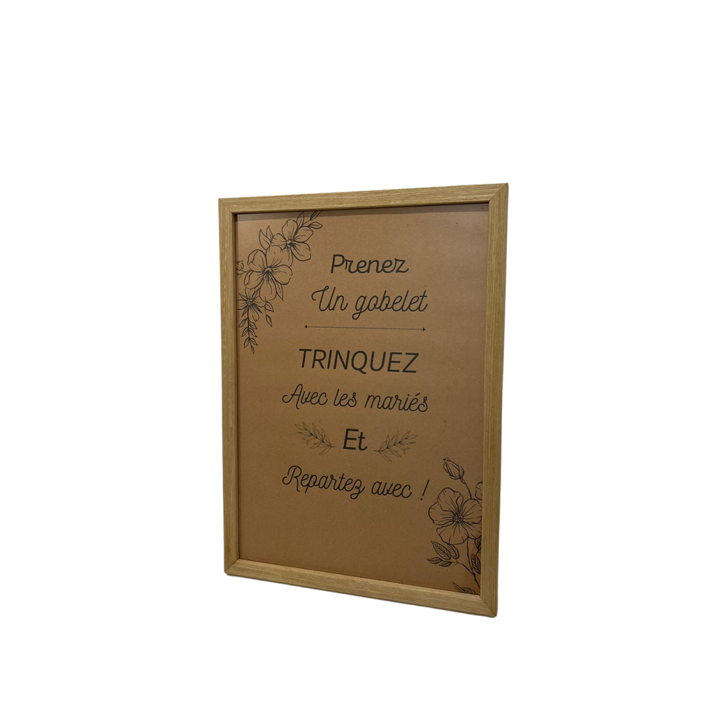 Pancarte gobelet encadrée
