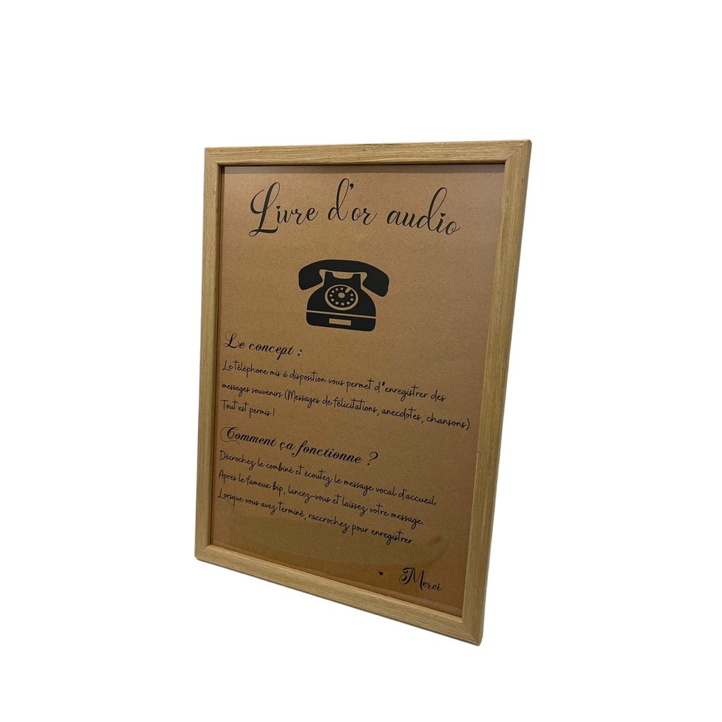 Pancarte livre d'or audio encadrée