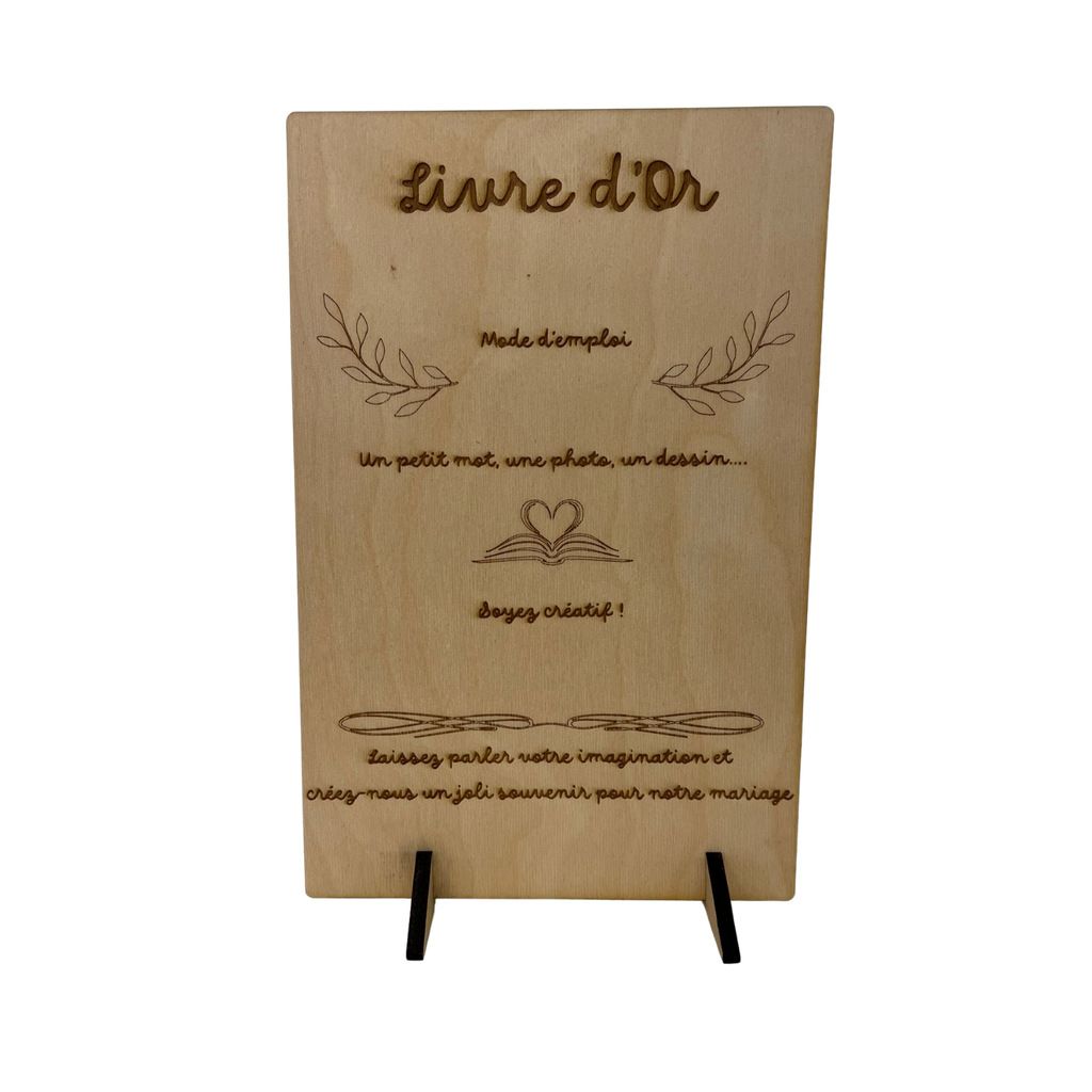 Pancarte livre d'or en bois