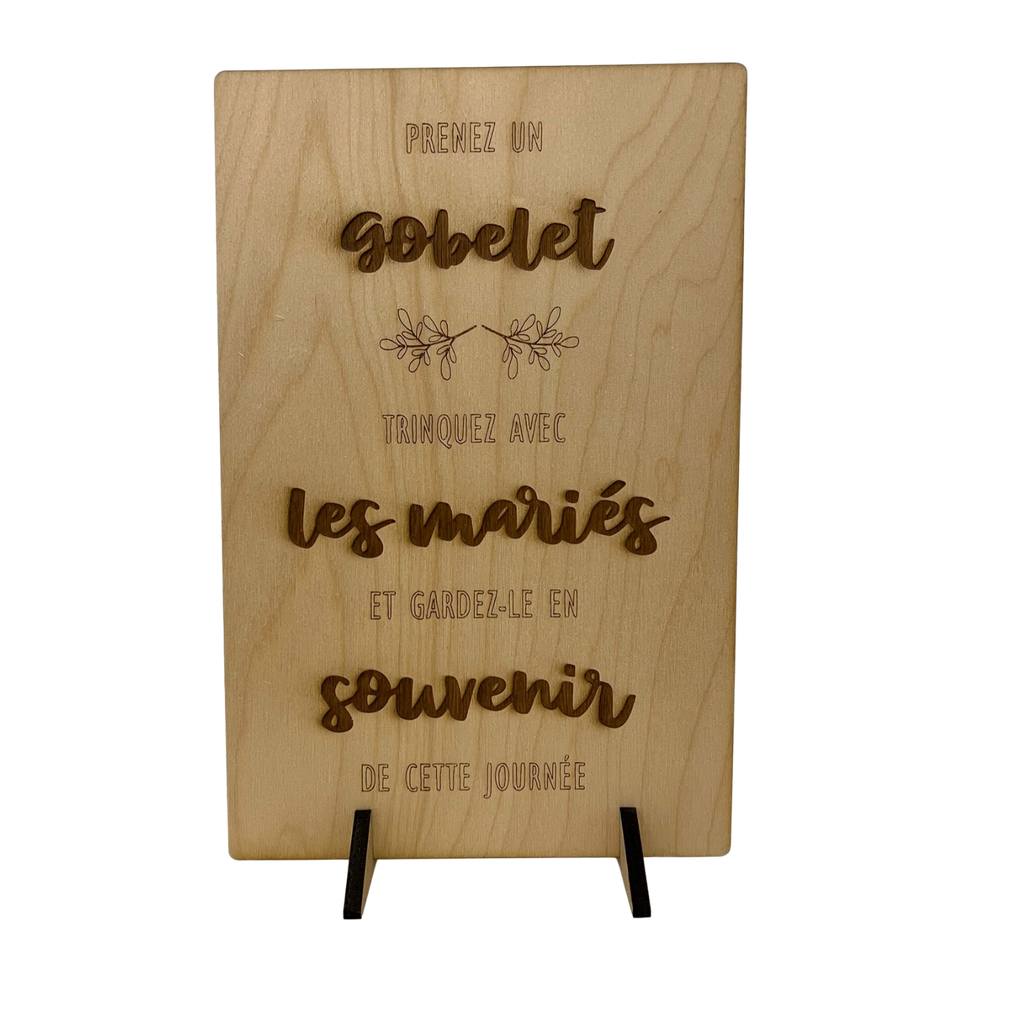Pancarte gobelet en bois