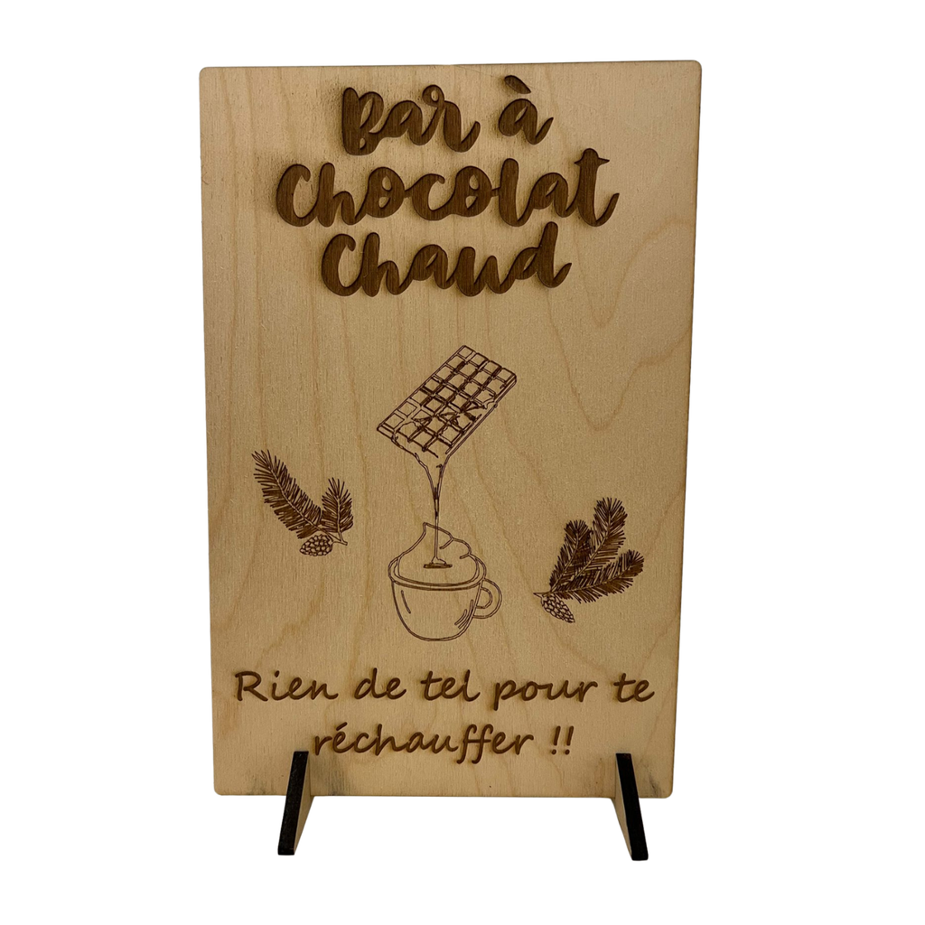 Pancarte bar à chocolat chaud en bois