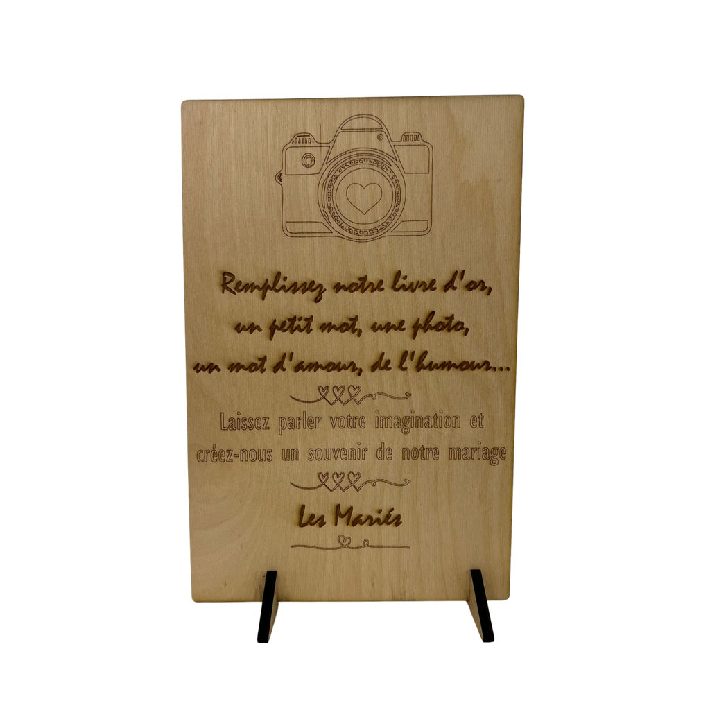 Pancarte livre d'or photo en bois