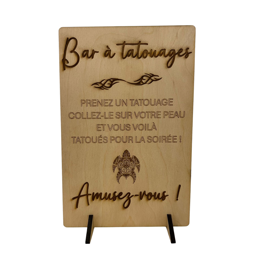 Pancarte bar à tatouages en bois