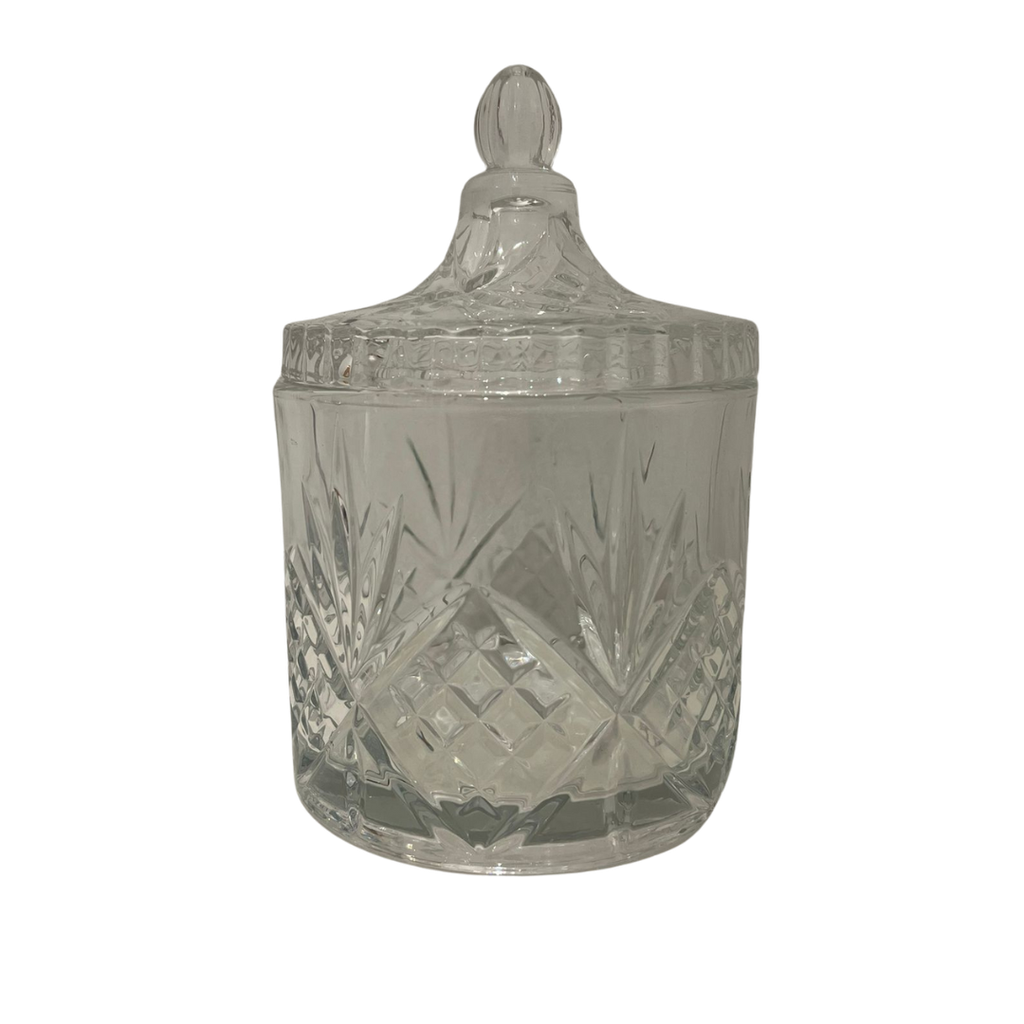 Bonbonnière en verre avec couvercle en verre dessins