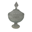 Bonbonnière en verre sur pied avec couvercle en verre