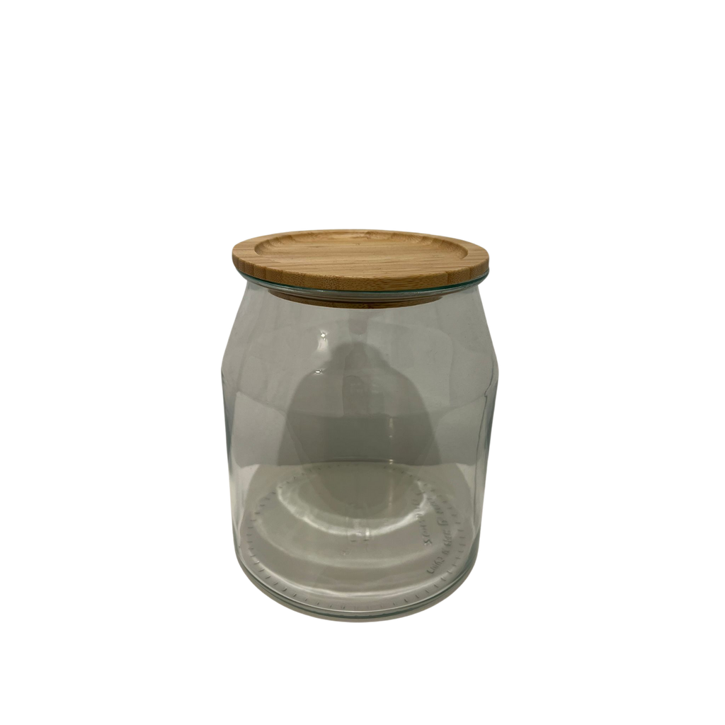 Bonbonnière en verre avec couvercle en bambou