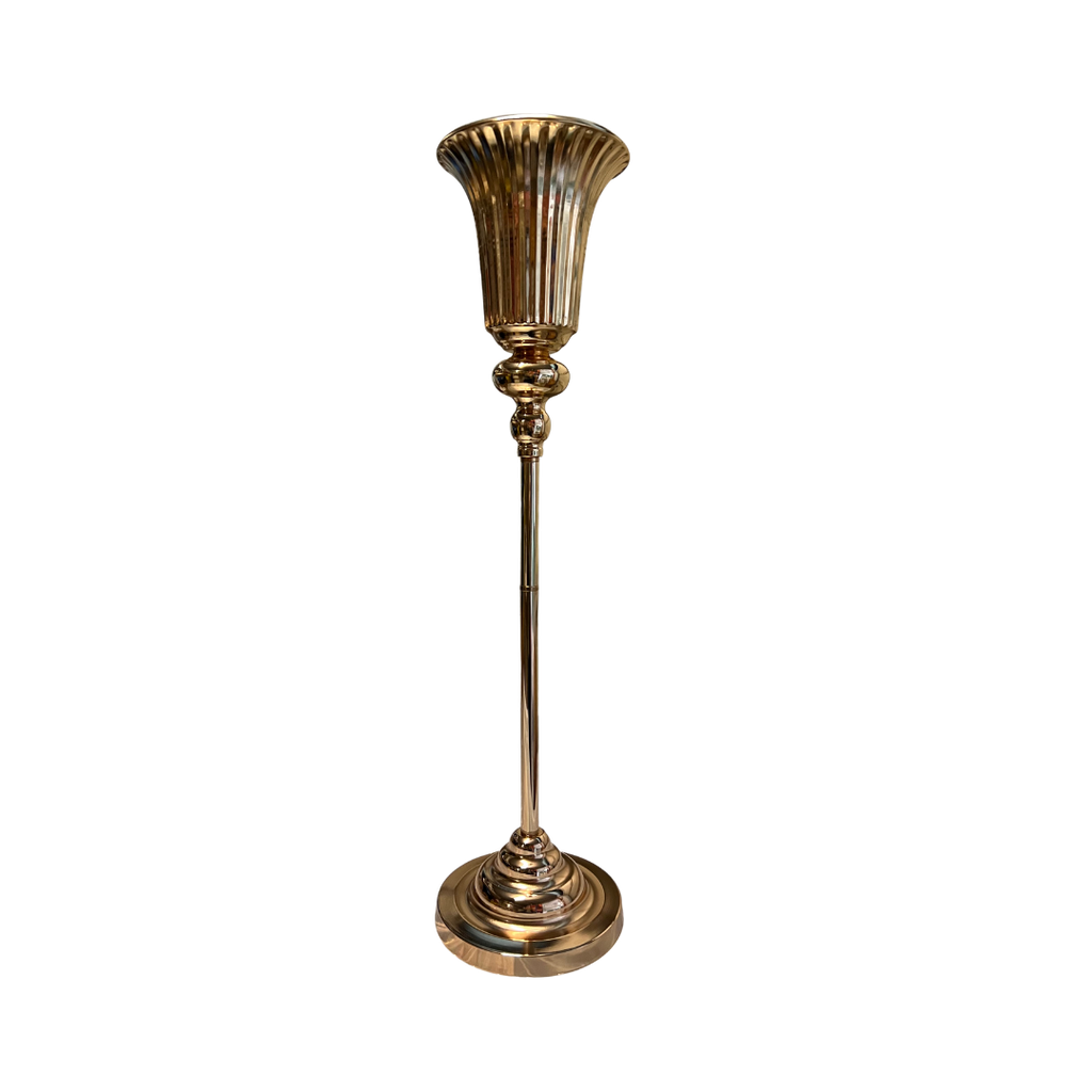 Centre de table vase en métal doré