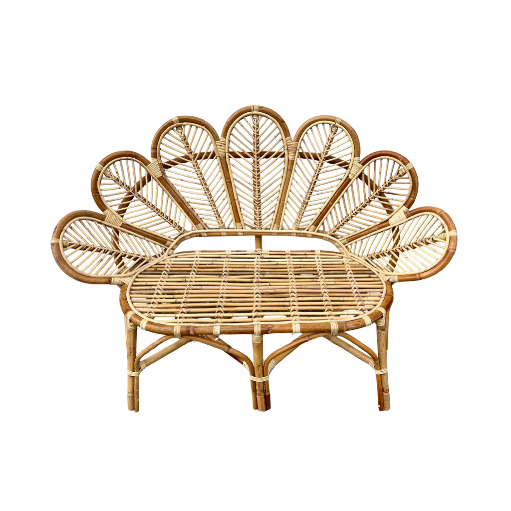 Banquette fleur en rotin 