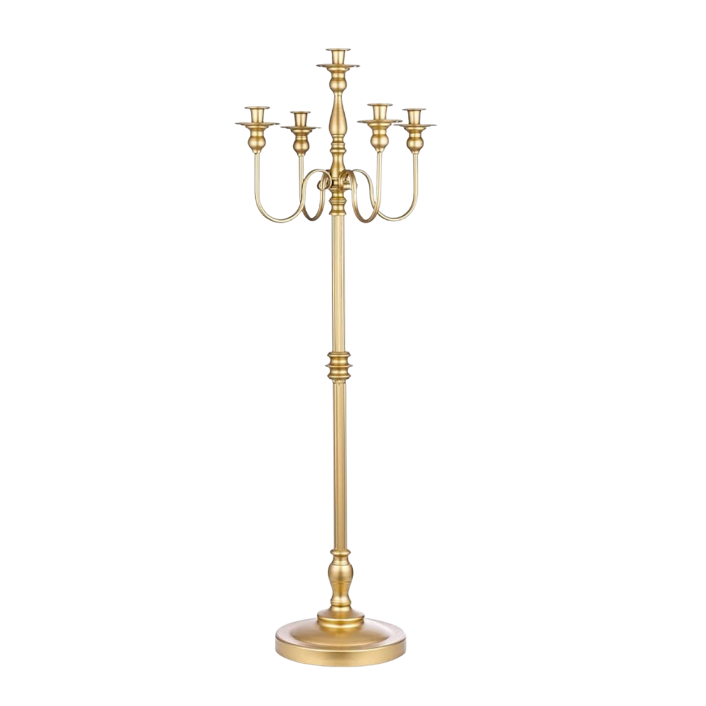 Chandelier en métal doré à 5 bras