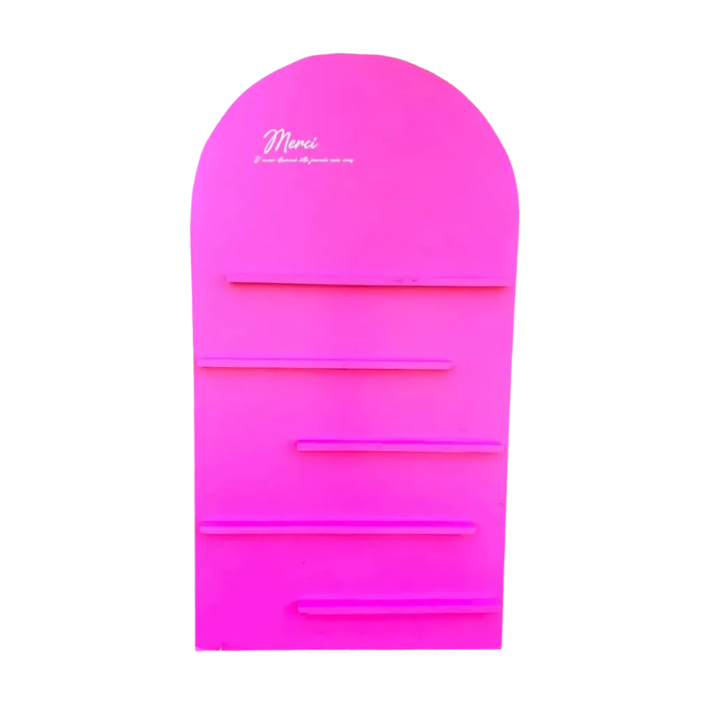 Panneau de présentation en bois fushia (personnalisation comprise)
