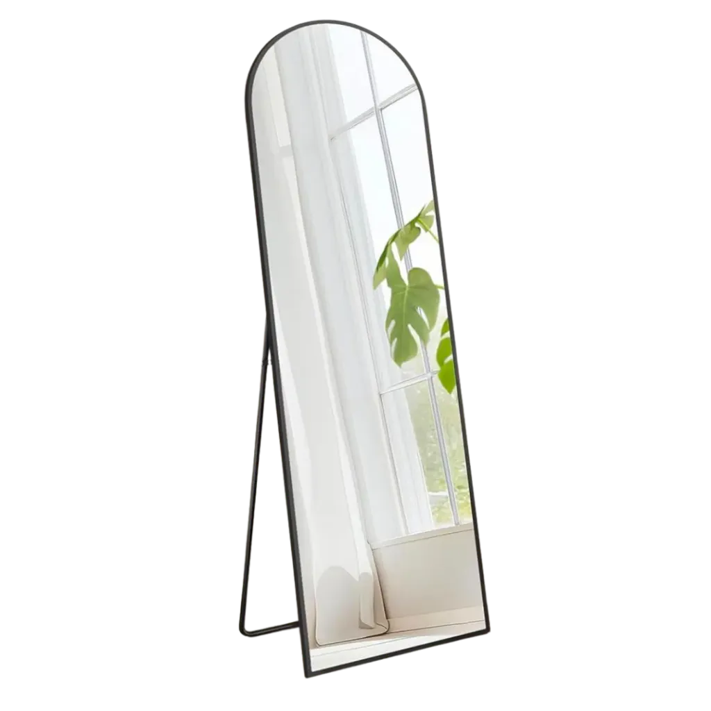 Miroir doré arrondi pleine longueur noir (personnalisation comprise)