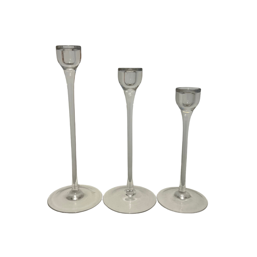 Chandeliers trio en verre transparent