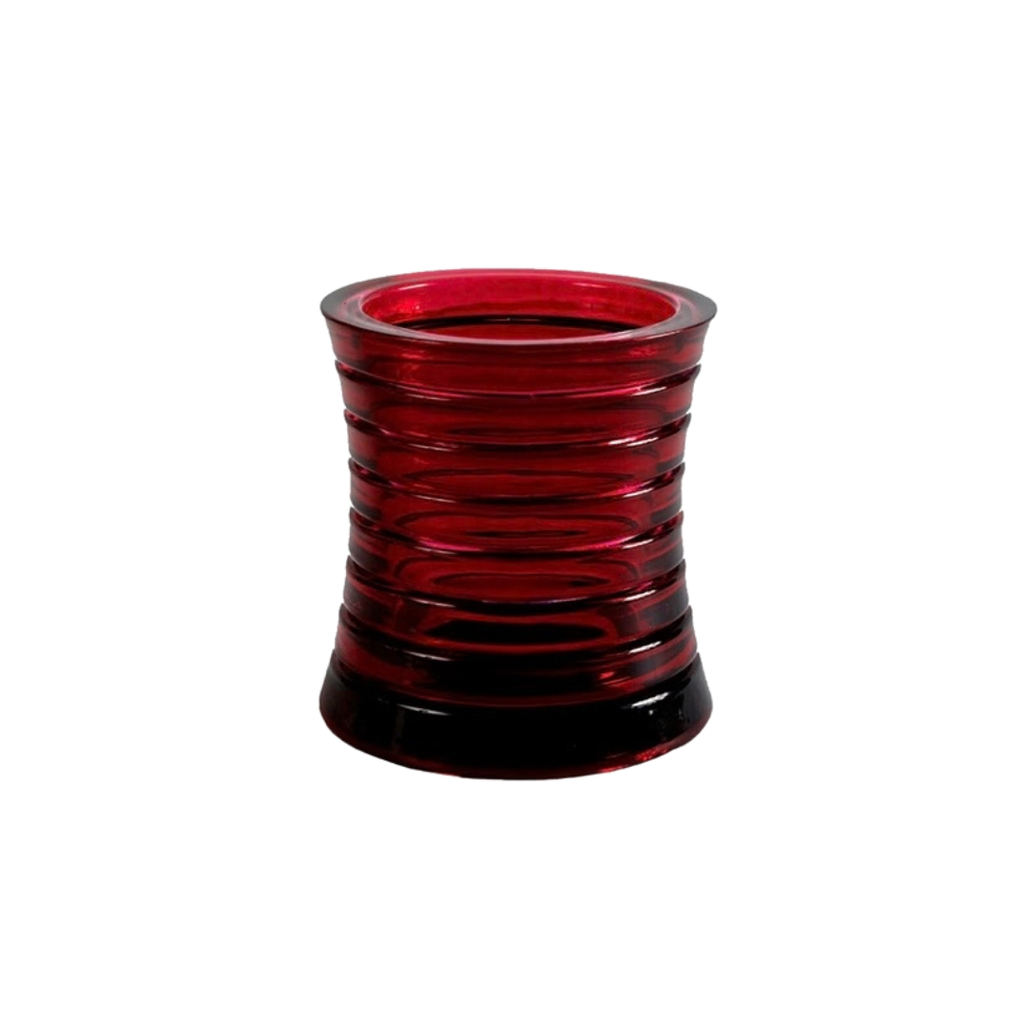 Bougeoir en verre rouge