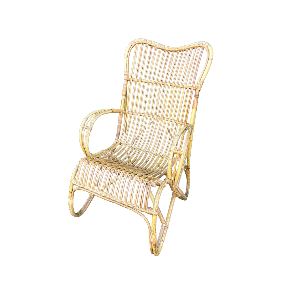 Fauteuil en rotin haut dossier