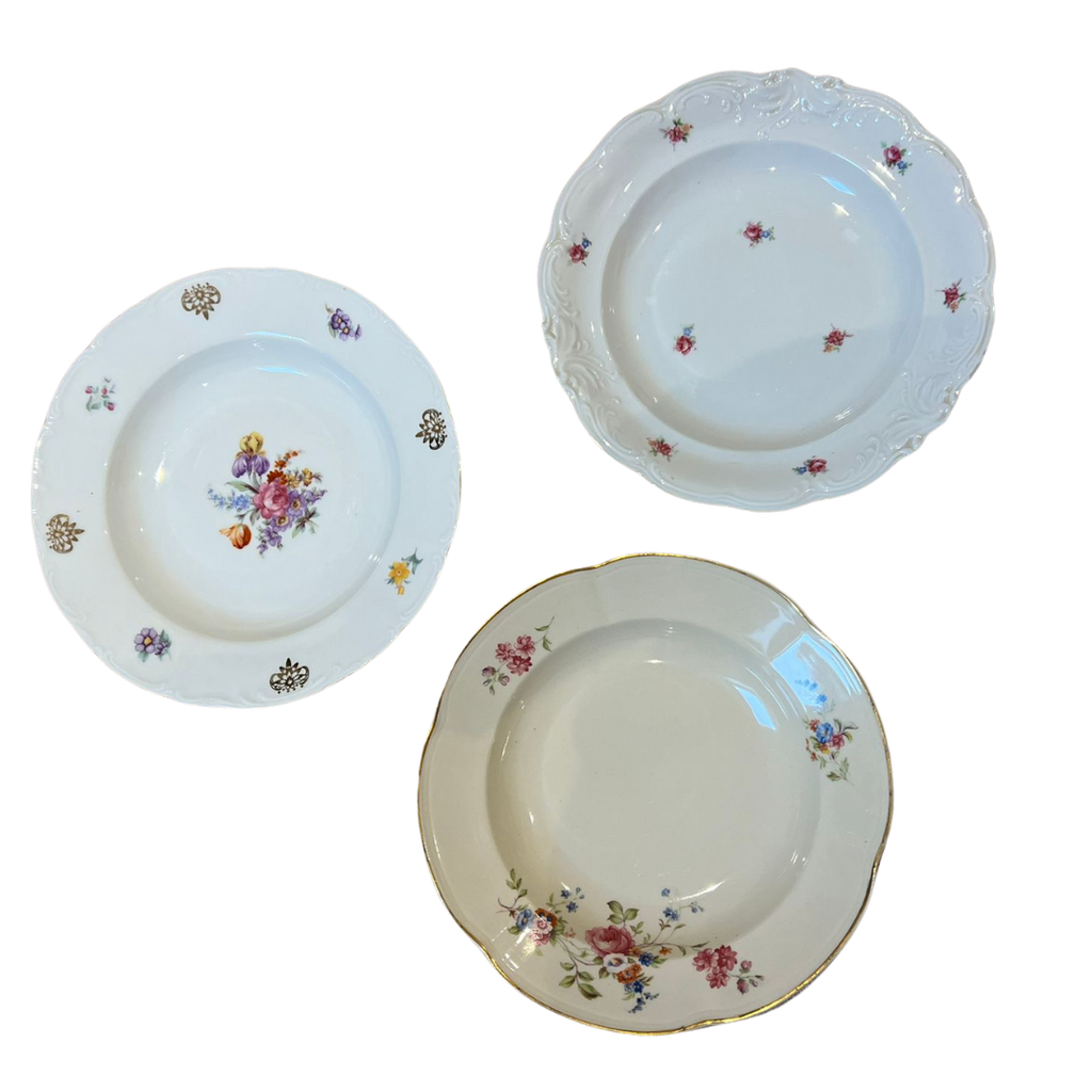 Assiette profonde fleurie dépareillée