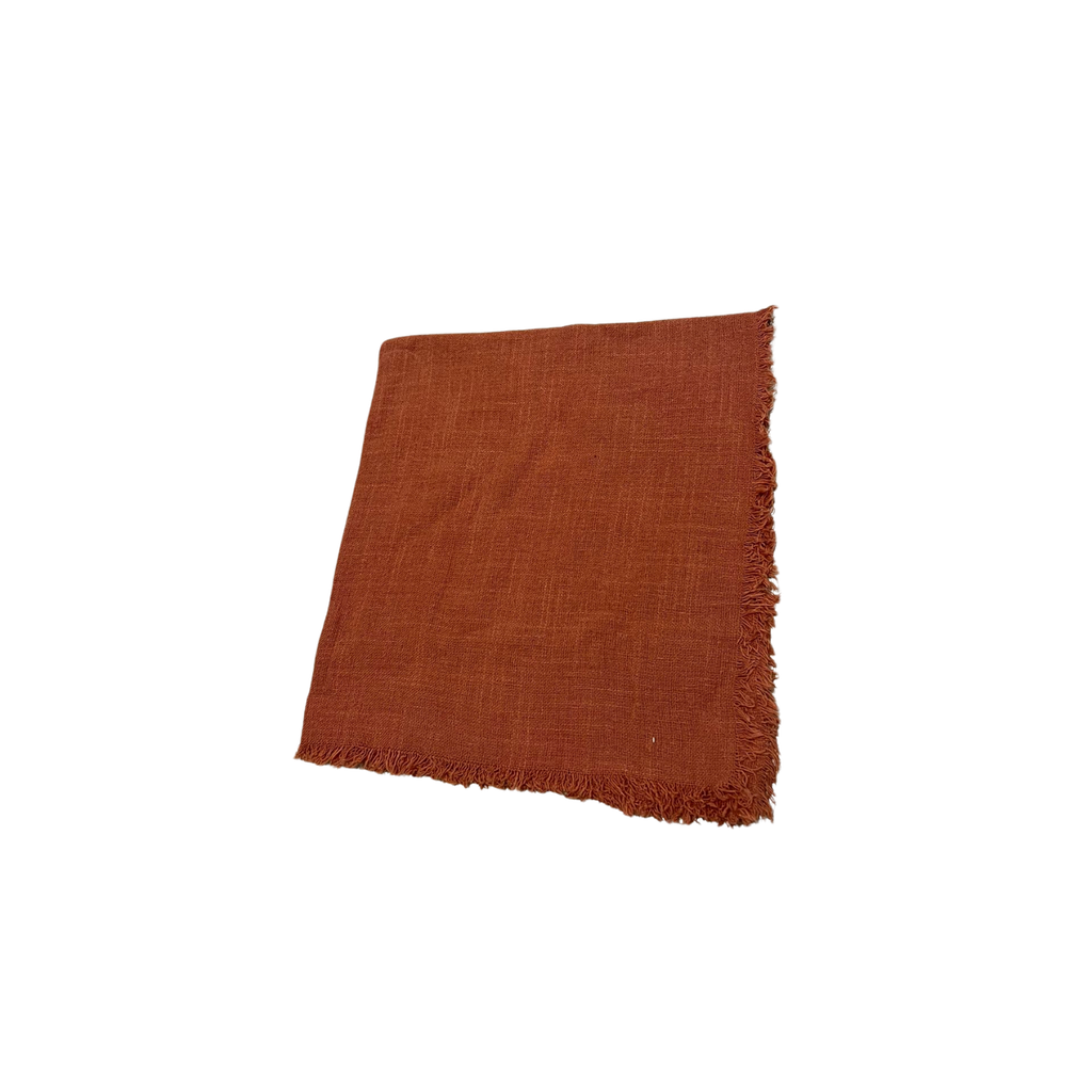 Serviette en tissu franges terracotta