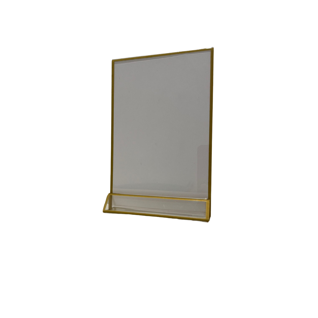Porte menu en plastique transparent doré
