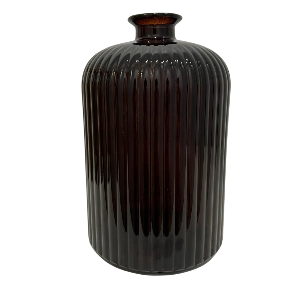 Vase en verre brun foncé grand