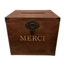 Urne "Merci" en bois foncé avec cadenas