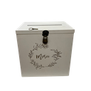 Urne "Merci" en bois blanc avec cadenas