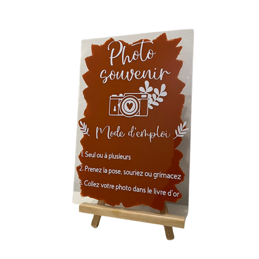 [PPPTC] Pancarte photo plexiglass terracotta sur chevalet