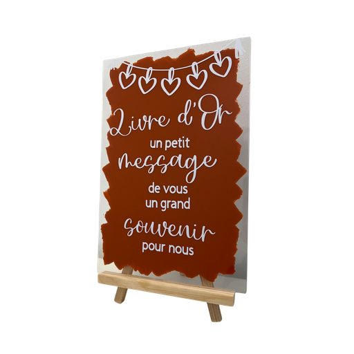 [PLOPTC] Pancarte livre d'or plexiglass terracotta sur chevalet