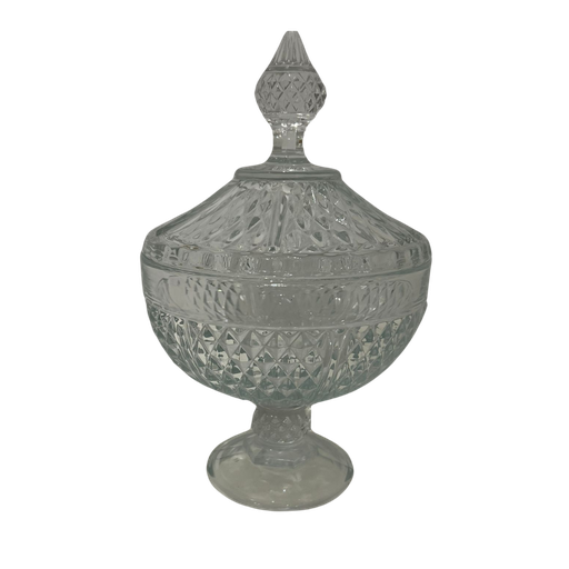 [BVPCV] Bonbonnière en verre sur pied avec couvercle en verre